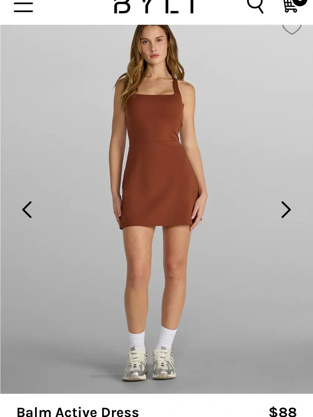 BYLT Basics Balm Active Square-Neck Mini Dress in Mahogany - Picture 3 of 10
